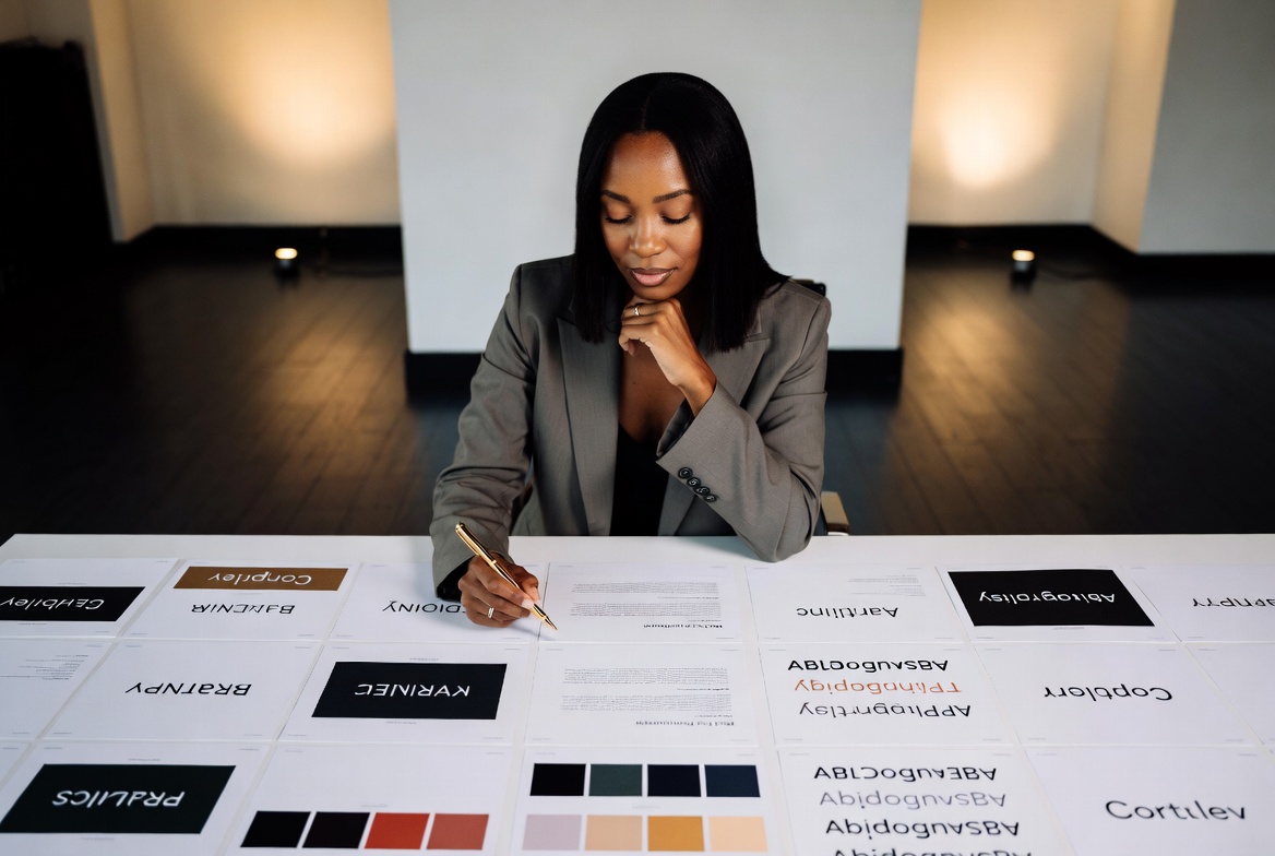A legal professional reviewing documents
